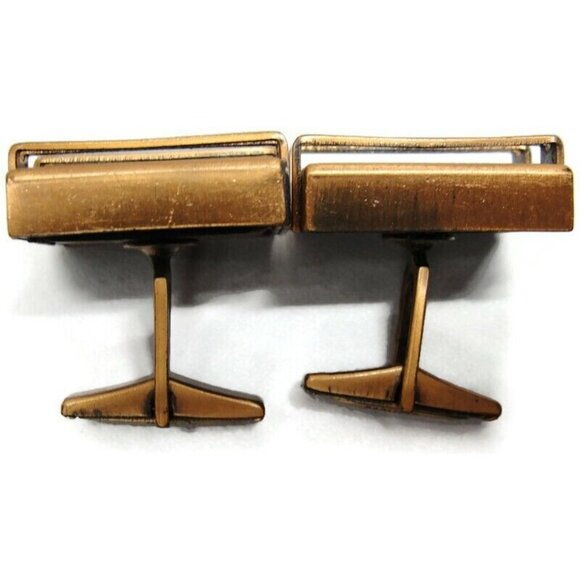 Vintage Renoir Copper Modernist Square Cufflinks Shirt Accessories Wedding - Picture 5 of 12